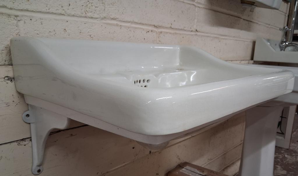 <p>Original Bow Front Wash Basin with cast iron bracket</p><p>58 cm wide x 43 cm deep</p>